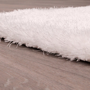 Indigo Plain High Pile Sparkle Soft Shaggy Ivory Rug