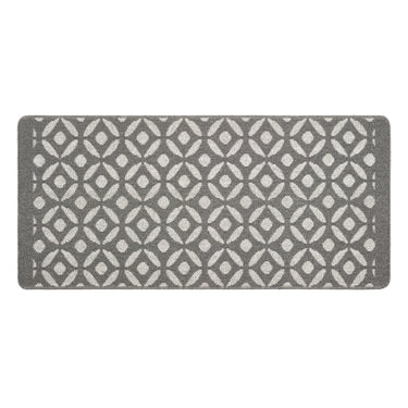 My Stain Resistant Crescent Pattern Silver Washable Non-Slip Polypropylene Geometric Hallway Runner Rug