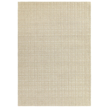 Thatch Sand Beige Hand Woven Wool Rug Neutral Plain Checked Pattern