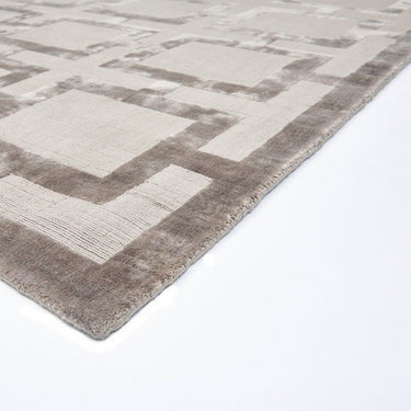 Eaton Katherine Carnaby Rug Modern Geometric Hand Woven Silky Viscose Metallic Sheen Super Soft Mocha Rug