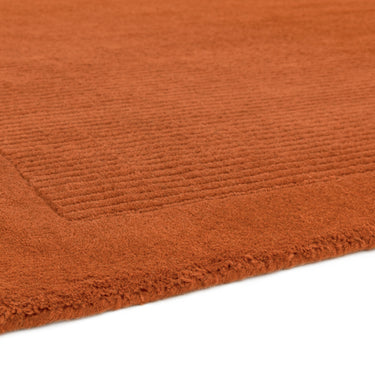York Wool Rug  Hand Made Modern Plain Bordered Rug in Terracotta
