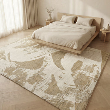 Dune Modern Abstract  Wind-Swept Desert Pattern Wool & Viscose Blend Textured Ivory Mink Rug
