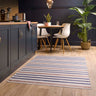 Washable Modern Coastal Striped Blue Rust Rug or Halway Runner - Large 160x230 cm (5'3"x7'7")