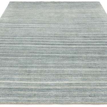Hazy Sea Blue Tip-Sheared Finish Soft Blend Hand-Woven Wool Cotton Textured Rug