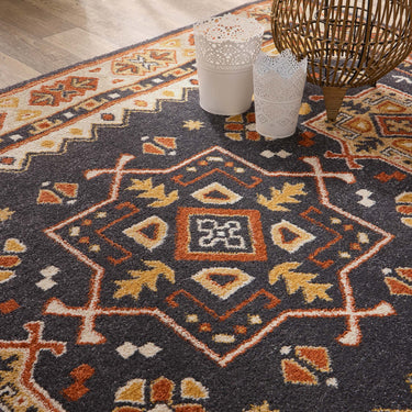 Origins Tribal Ethnic Izmir Dark Grey Jute Polypropylene Persian Traditional Rug
