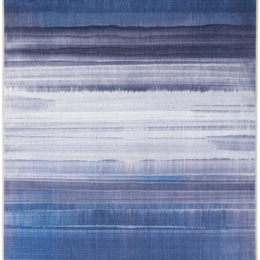 Calvin LDR01 CK031 Launder Navy Blue Washable Cotton Abstract Flatweave Rug