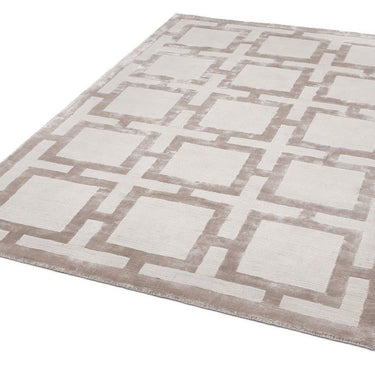 Eaton Katherine Carnaby Rug Modern Geometric Hand Woven Silky Viscose Metallic Sheen Super Soft Buscuit Rug