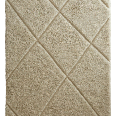 Origins Thick Pile Plush Diamond Pattern Fringed Ivory Hand-Carved Wool Berber Geometric Rug