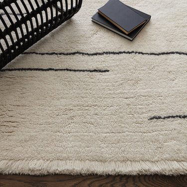 Asiatic London Azera Dash Tribal Design Cream White Washable Wool Shaggy Berber Rug