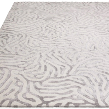 Coral 3D Effect Gunmetal Silver Handmade Wool Viscose Abstract Rug