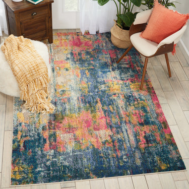 Celestial CES09 Modern Abstract Pictorial Blue Yellow Rug by Nourison