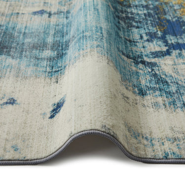 Consept Looms Lux LUX04 Machine Blue Gold Washable Non-Slip Abstract Geometric Rug