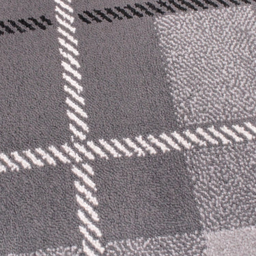 Highland Check Pattern Grey Polypropylene Traditional Checked Tartan Hallway Runner Rug