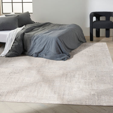 Calvin Irradiant IRR01 Silver Abstract Geometric Textured Rug