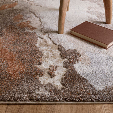 Asiatic London Mirage Blur Marbled Texture Terracotta Natural Polypropylene Abstract Textured Rug