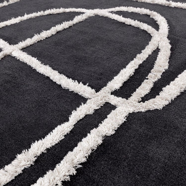 Matrix Infinity Retro Tufted Soft Silky Charcoal Grey Wool Viscose Abstract Geometric Rug