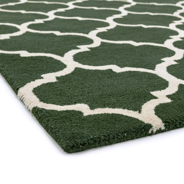 Albany Ogee Traditional Morroccan Trellis Design Hand Tufted Wool Rug in Green