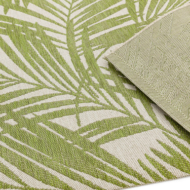 Asiatic London Patio Palm Botanical Leaf Green Indoor Outdoor Polypropylene Geometric Flatweave Hallway Runner Rug