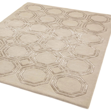 Asiatic London Nexus Octagon Beige Hand-Carved Wool Viscose Geometric Rug 120x170 cm