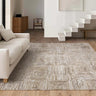 Asiatic London Kuza Portrait New Linear Pattern Beige Polypropylene Abstract Textured Distressed Rug - Large 160x230 cm (5'3"x7'7")
