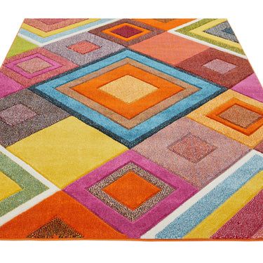Consept Looms Viva VIV104 Bright Multicolours By Concept Jute Polypropylene Geometric Rug