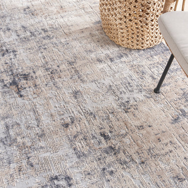 Rustic Textures RUS01 Modern Abstract Round Circle Rug in Grey Beige