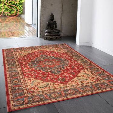 Windsor WIN08 Traditional Classic Persian Flatweave Rug Hallway Runner in Rust Multi - X-Large 200x300 cm (6'7"x10')