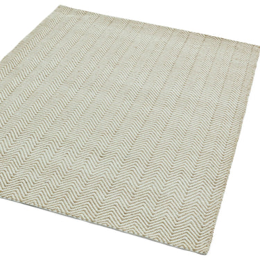Ives Hand Woven Chenille Flatweave Natural Waves Heringbone Rug in Natural Cream