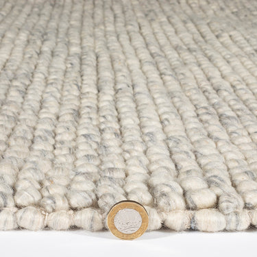 Delilah Wool Pebble Hand Woven Soft Textured Mottled Beaded Cream Rug in 120 x 170 cm