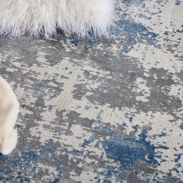Nourison Rustic Textures RUS08 Ivory Grey Blue Jute Polypropylene Abstract Textured Rug