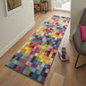 Carnaval CAR103 Vibrant Multi Colours Modern Geometric Squared Pattern Rug - Runner 80x240 cm (2'7"x7'11")