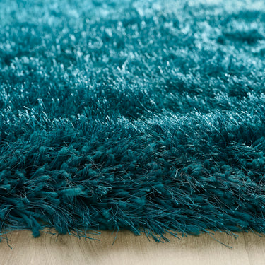 Origins Extravagance High Pile Fluffy Modern Shaggy Teal Blue Rug