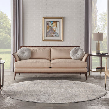 Rustic Textures RUS07 Modern Abstract Circle Round Rug in Grey Beige