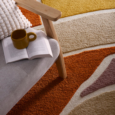 Origins Strata Terracotta Wool Abstract Textured Scandi Rug