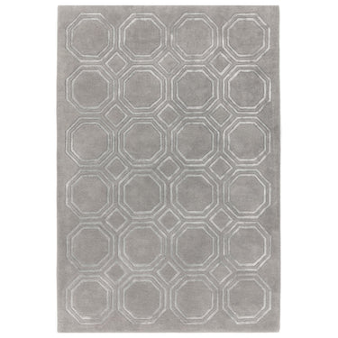 Asiatic London Nexus Octagon Silver Hand-Carved Wool Viscose Geometric Rug 160x230 cm