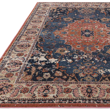 Zola Heris Traditional Persian Medallion Rug in Blue Orange