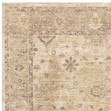 Asiatic London Heriz HE05 Ornate Beige High-Low Texture Traditional Vintage Textured Medallion Hallway Runner Rug