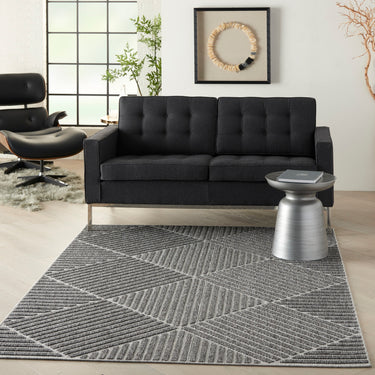 By Cozumel CZM05 Stripes 3D Dark Grey Hand-Carved Polypropylene Abstract Geometric Rug
