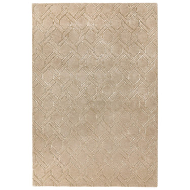 Asiatic London Nexus FL05 Fine Lines Trellis Sand Beige Hand-Carved Wool Viscose Geometric Rug 120x170 cm
