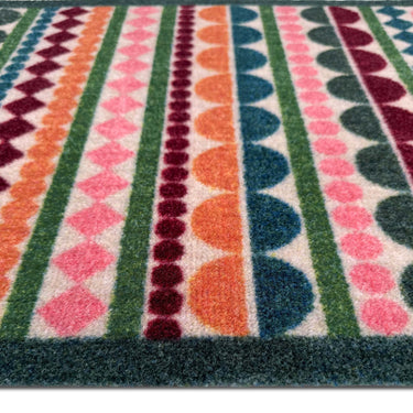 My Mat Nylon Indoor Pattern Carnival Stripe Multi Colours Washable Non-Slip Entrance Rug