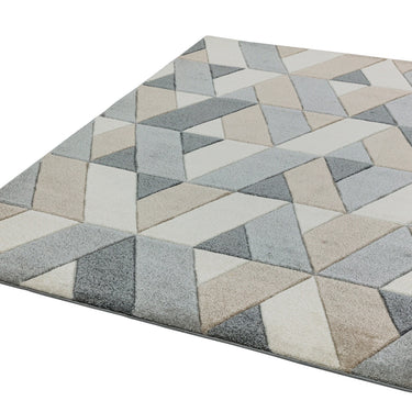 Sketch Rhombus Geometric Hand Carved Rugs in Grey Pastel Multicolour