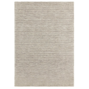 Hazy Stone Beige Natural Soft Blend Striped Hand-Woven Wool Cotton Textured Rug