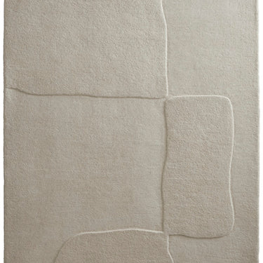 Origins Sculptured Boulder Tufted Cream Wool Textured Modern Rug