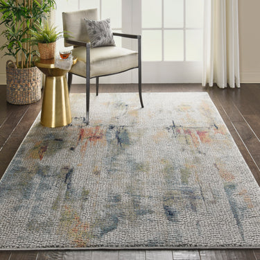 Nourison Ankara Global Modern Abstract Silky Rug in Ivory Multi