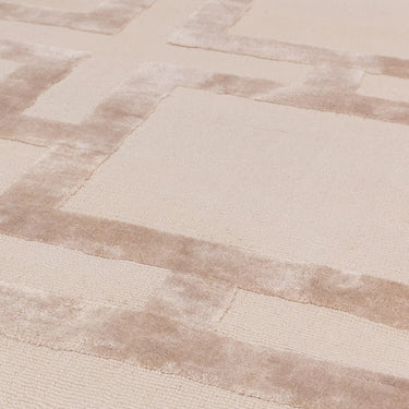 Eaton Katherine Carnaby Rug Modern Geometric Hand Woven Silky Viscose Metallic Sheen Super Soft Sand Beige Rug