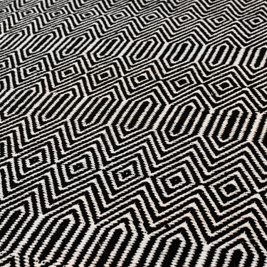 Sloan Hand Woven Flatweave Geometric Rug or Hall Runner in Black