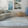 Nourison Prismatic PRS19 Hand-Tufted New Zealand Wool and Silk Abstract Seafoam Silver Rug - 114 x 175 cm (3'9"x5'9")