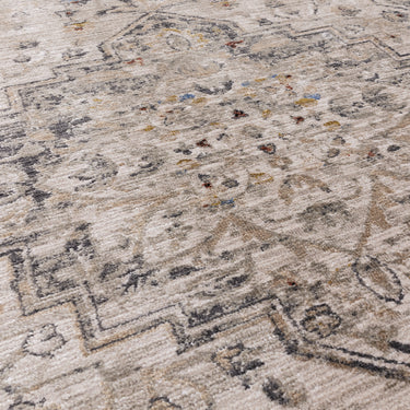 Sovereign Ash Medallion Traditional Rug Flatweave Silky Shiny Beige Natural Rug