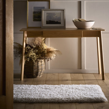 Chicago Shaggy Modern Plain Rug, Hallway Runner, Circle in Cream