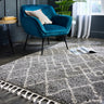 Casablanca Grey Diamond Tasseled By Polypropylene Shaggy Moroccan Geometric Rug - Small 80x150 cm (2'6"x5')